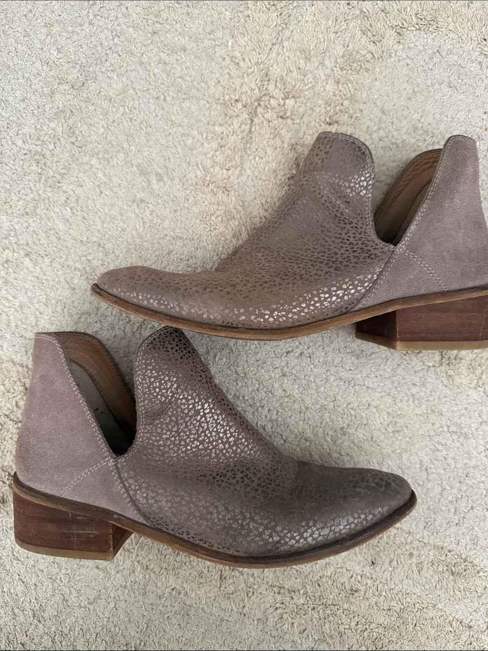 Kaanas Taupe Textured Suede Ankle Booties